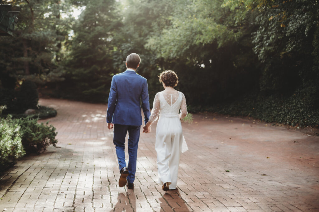 bride and groom at modern midwest elopement